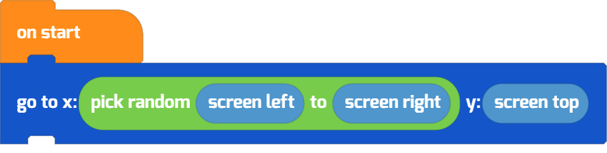 Using the pick random block with screen left, to choose a location between two extremes