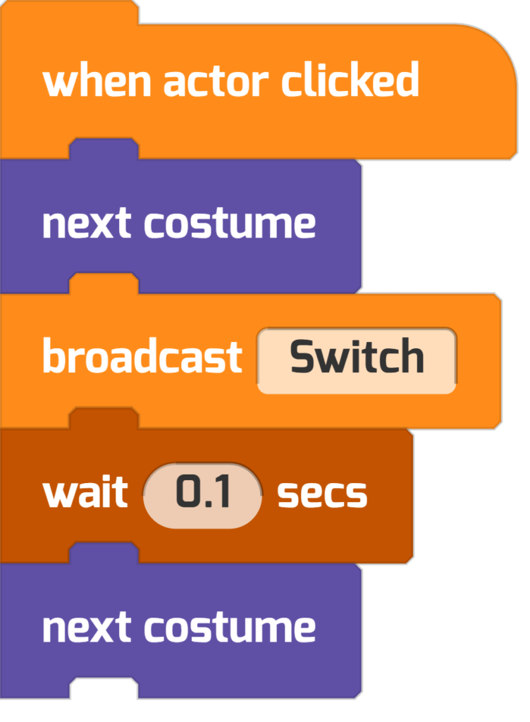 A button the broadcasts a "Switch" message to other actors