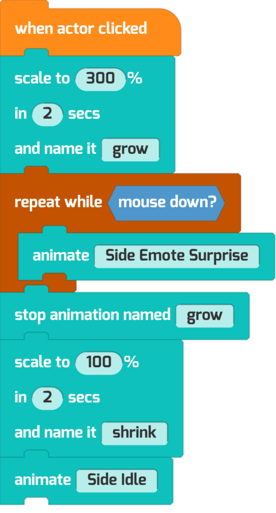 A script to make a character grow on click 