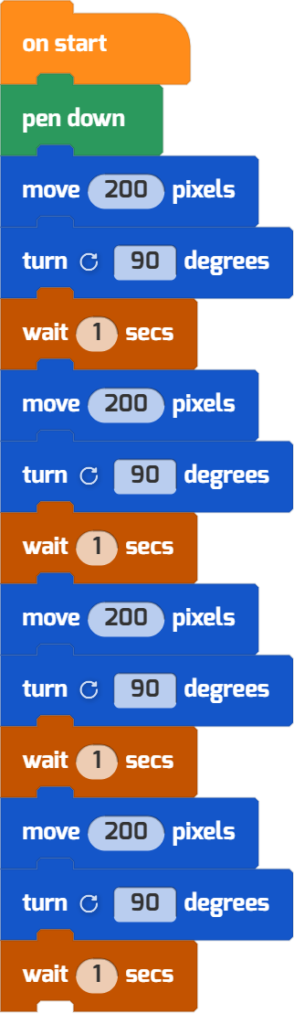 A redundant block code program to draw a square 