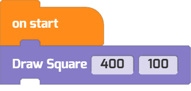 Calling the square with arbitrary user-provided parameters 400, 100 