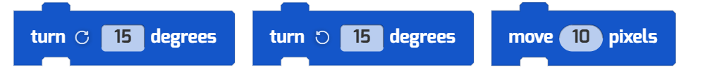 The Turn Left, Turn Right, and Move blocks. 