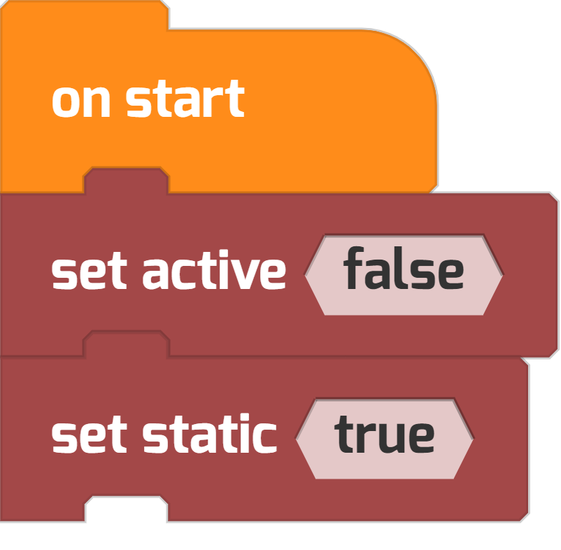 A program setting physics properties: Active false, static true. 