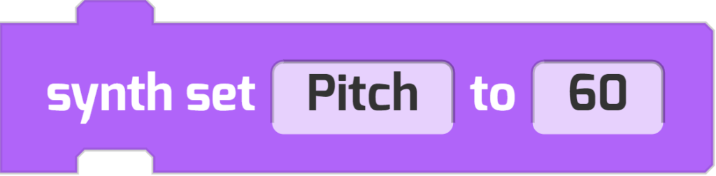 Set synth pitch to 60 blocks, which plays a middle C