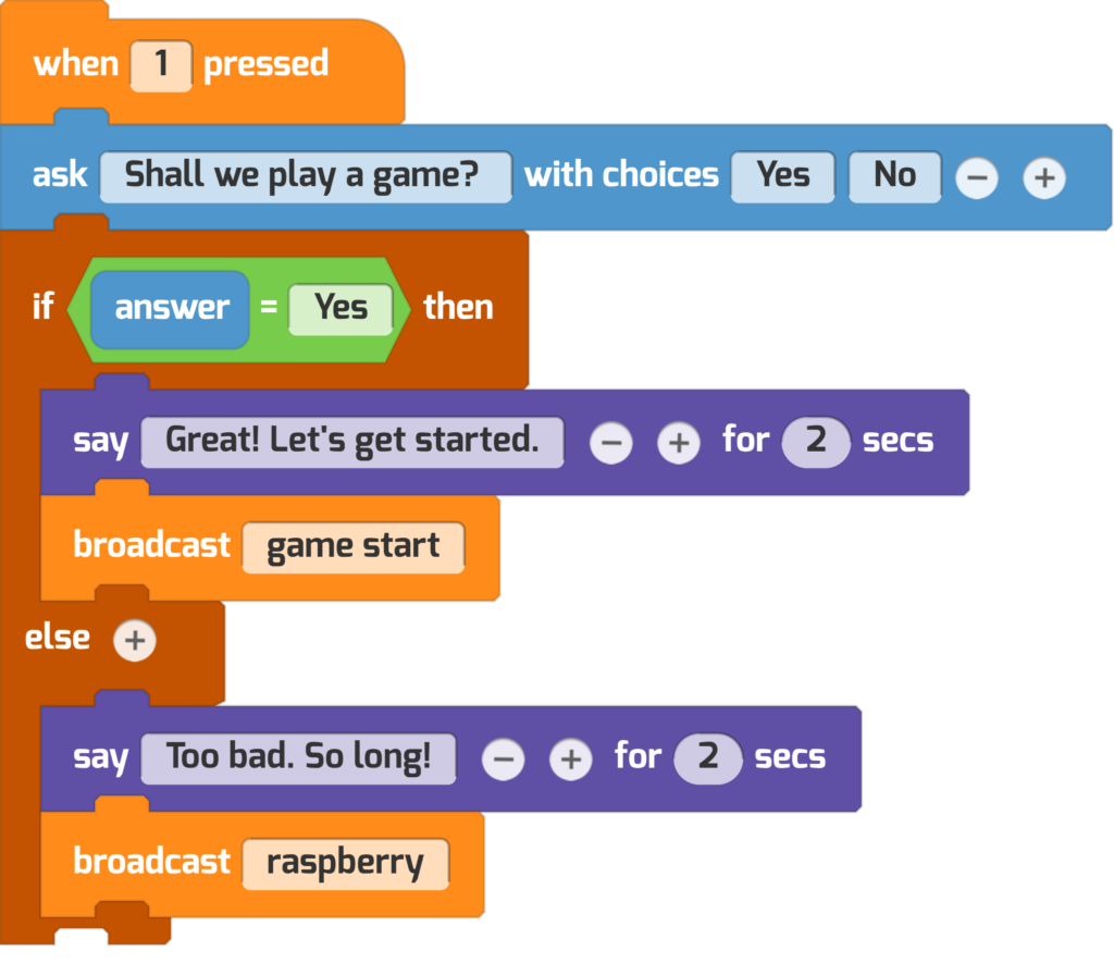 Ask with choices demonstration code