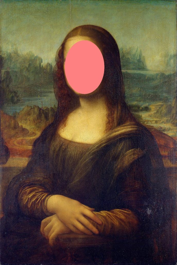 Mona Lisa painting with the face masked