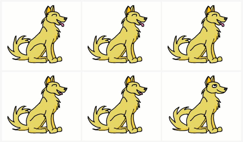 Frames of the dog animation shown in sequence