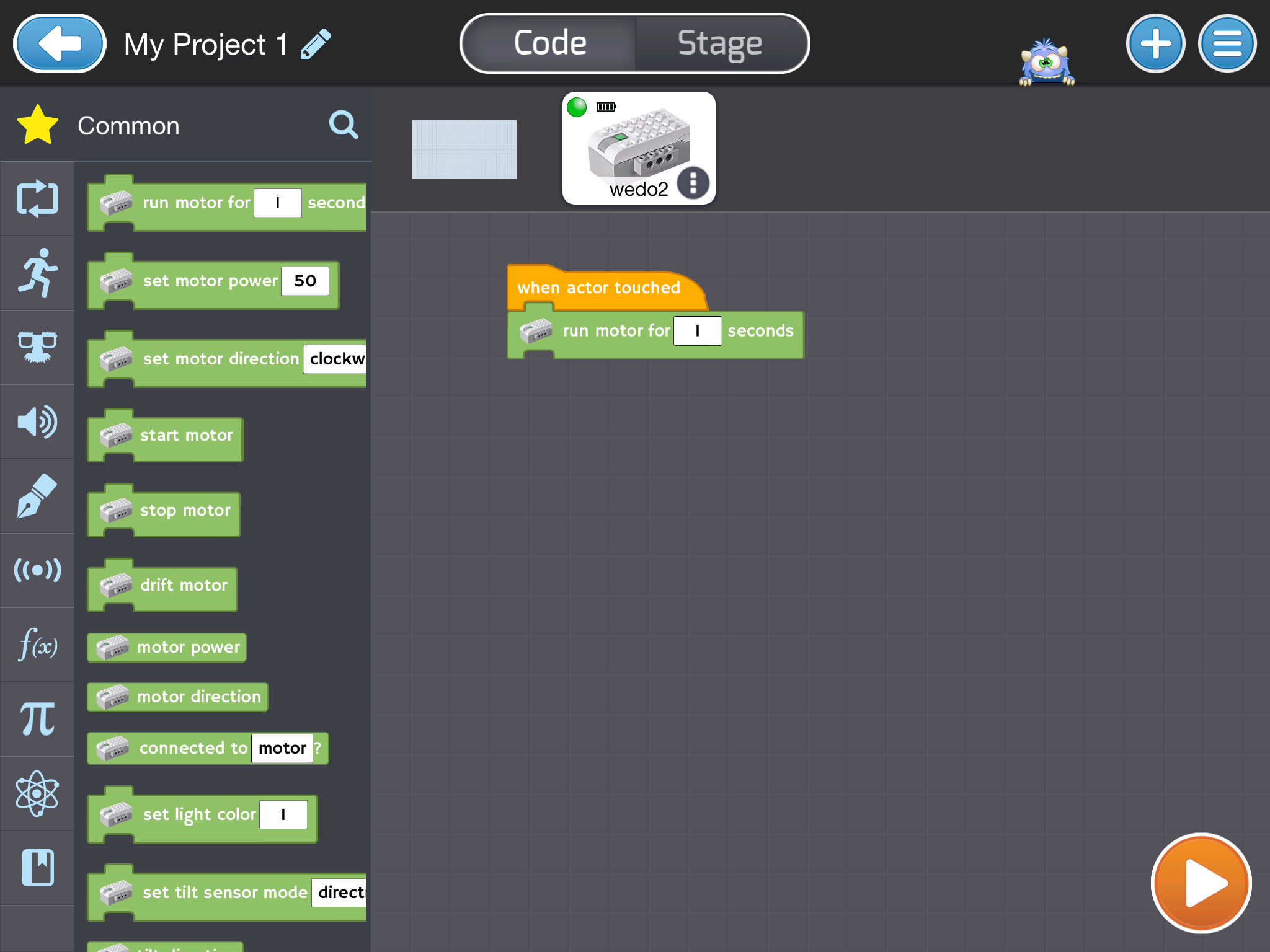 Stage code. WEDO 2.0 программа. Как программировать в ведо 2.0.
